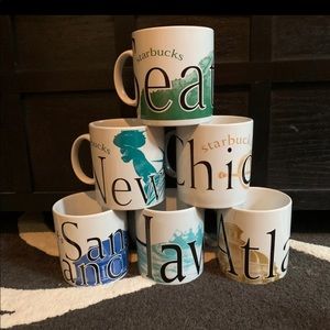 Set of six Starbucks city mug collector mugs